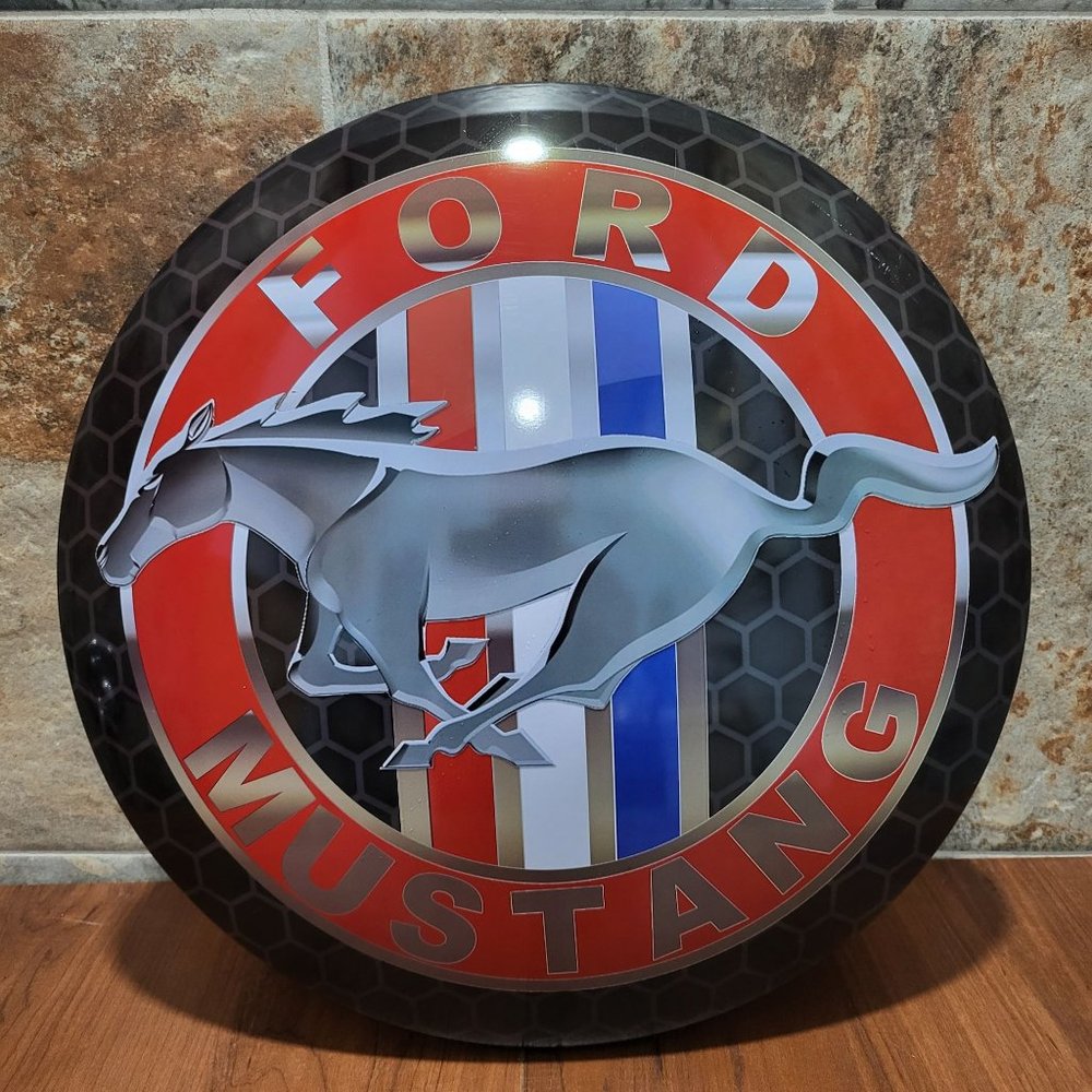 Ford Mustang  Round Sign Dome Tin Metal Sign Room Decor  Bar Man Cave